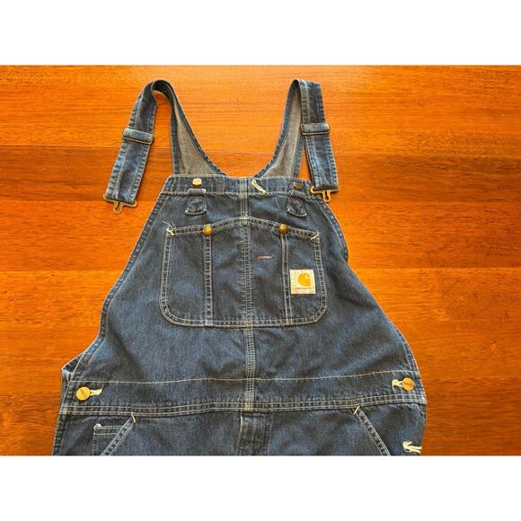 38 x 34 carhartt overalls blue denim jeans made in USA carpenter - Picture 1 of 11